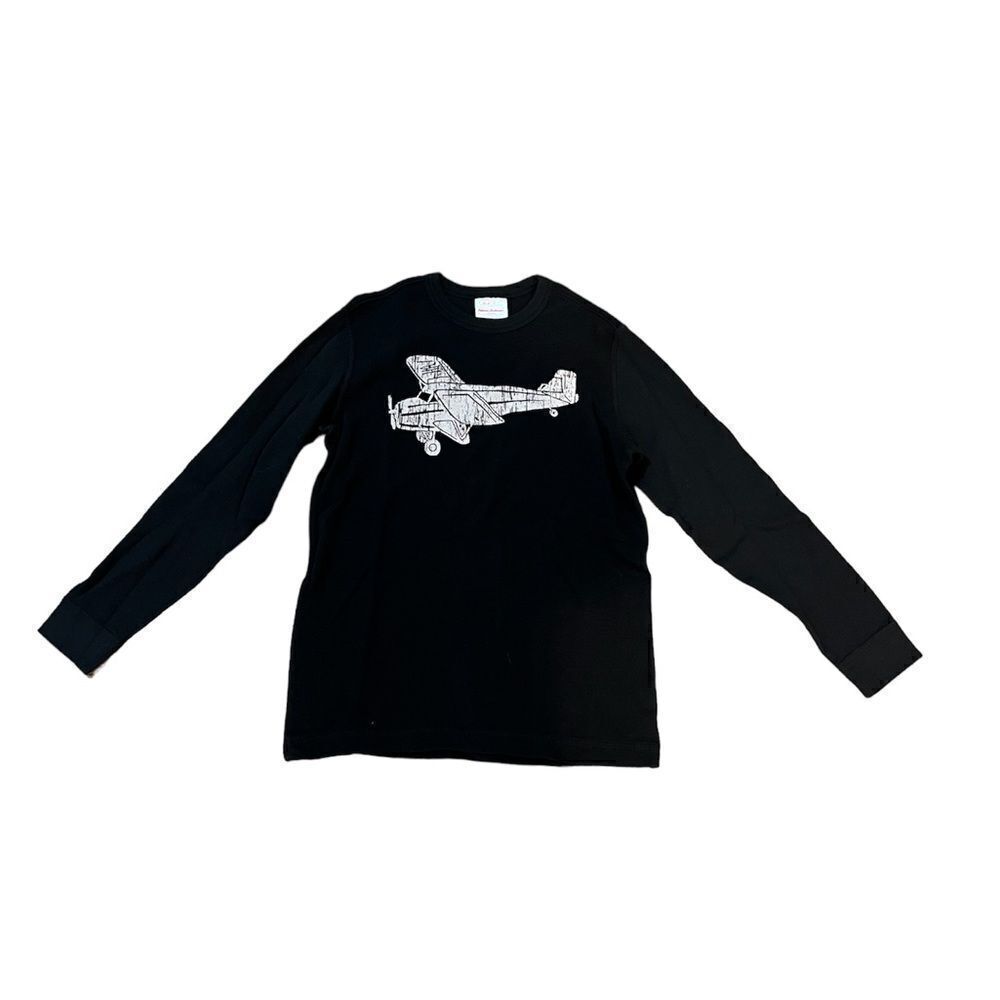 Hanna Anderson black youth boys size 10 airplane long sleeved shirt.